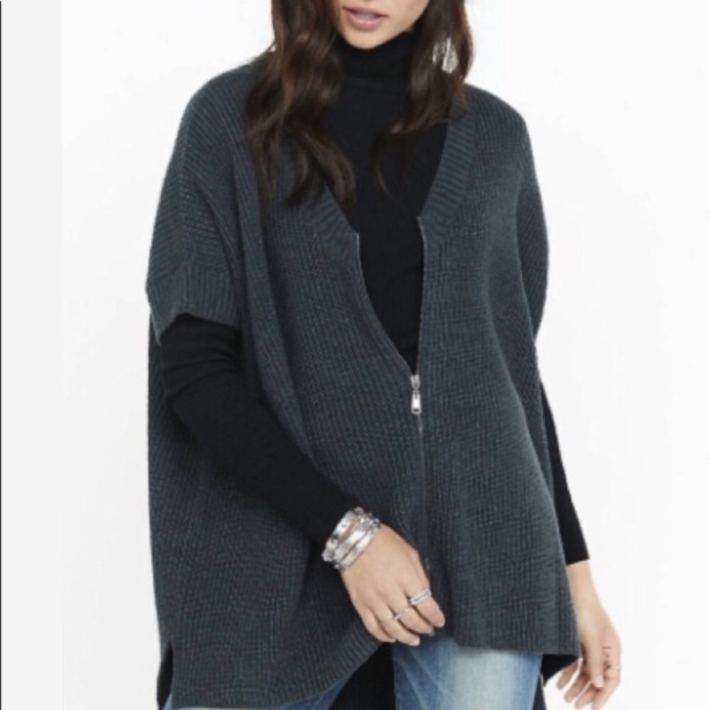 Express Zip Up Sweater Poncho